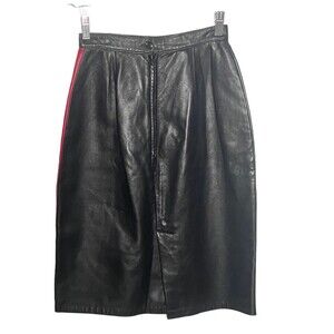 Authentic Genuine Leather Skirt, Black, Size 6